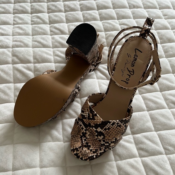 Lemon Drop by Privileged Snake Print Platform Heels - Picture 2 of 2